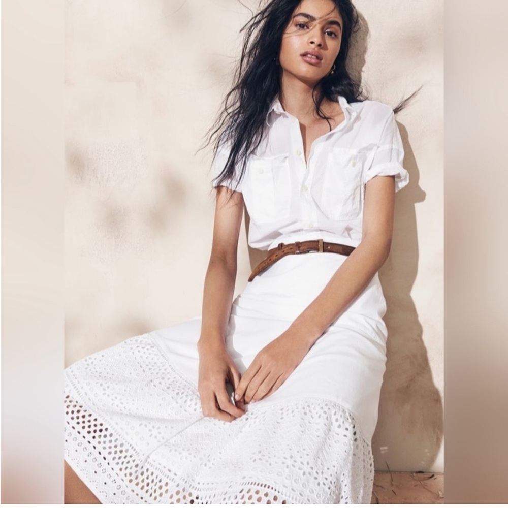 JCrew point sur white skirt